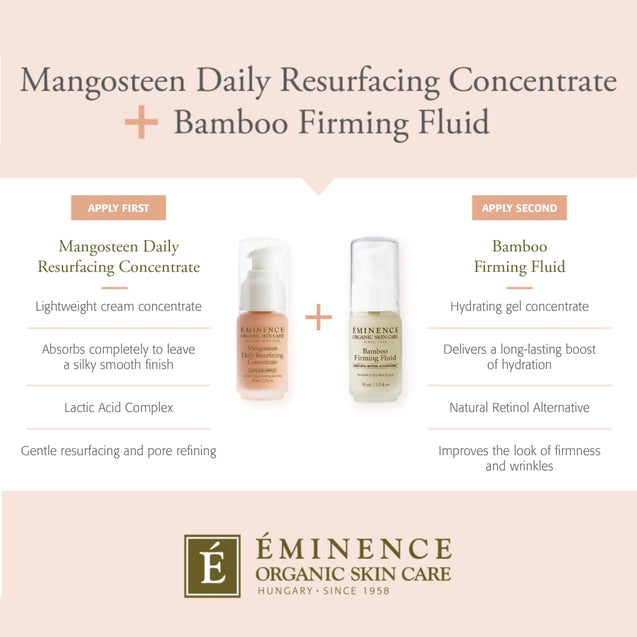 Eminence Organics Mangosteen Daily Resurfacing Concentrate and Bamboo Firming Fluid Combination - Thai-Me Spa in Hot Springs, AR
